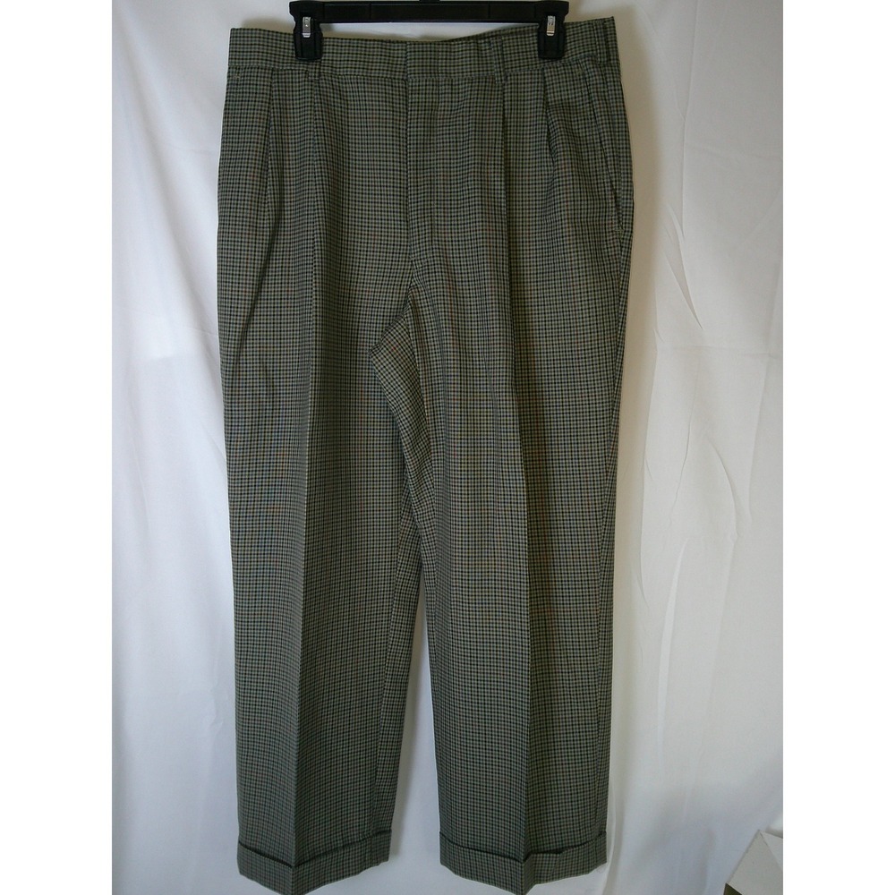 VTG‎ Jack Nicklaus Tournament Series Mens Tan Plaid Pleated Cuffed Golf Pants
